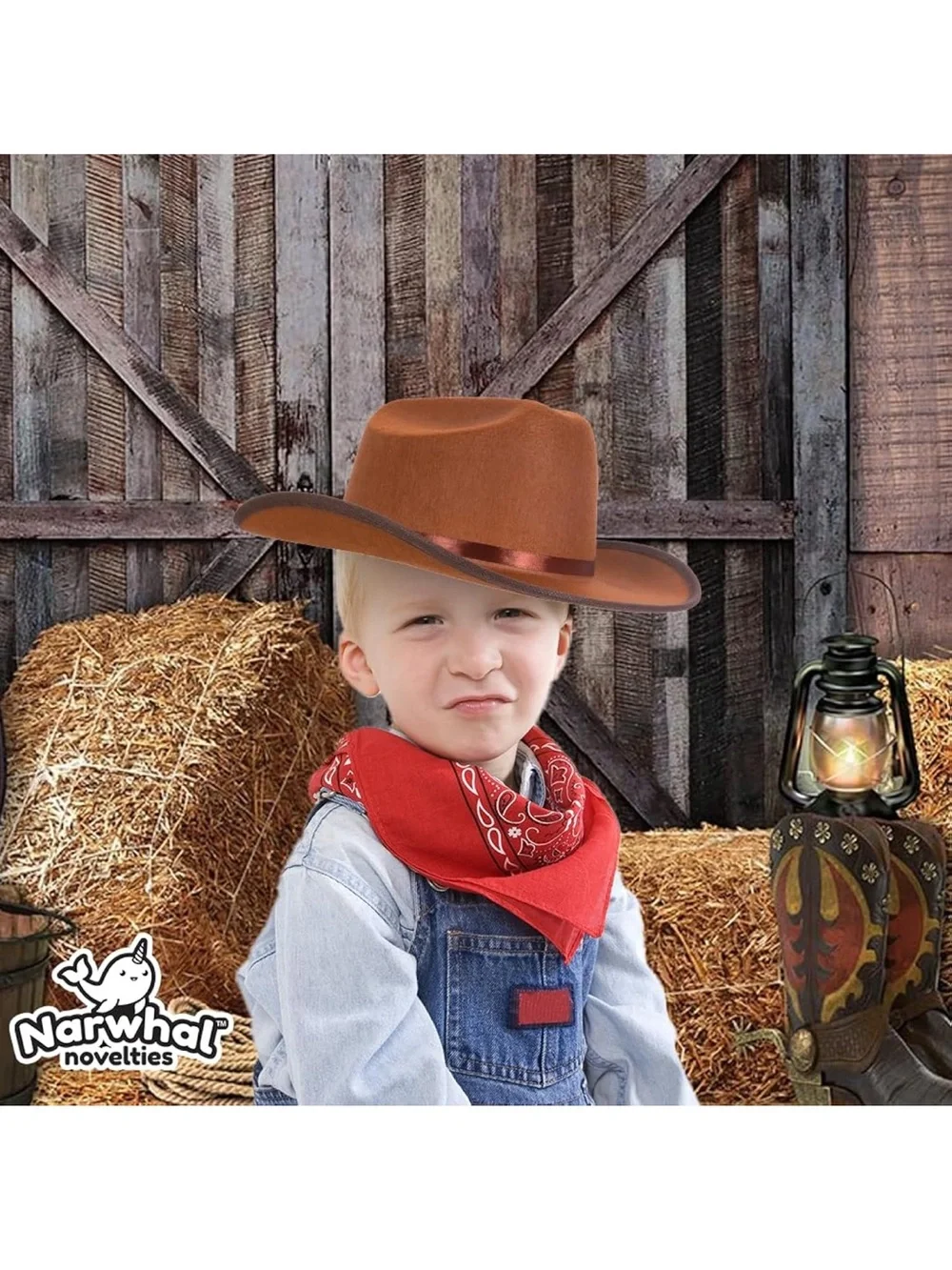 kangaROOS Brown Felt Cowboy Hat with Red Bandana